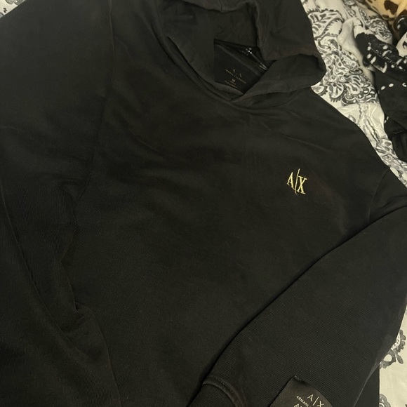 Armani Exchange Black and Gold Hoodie Casual Style - Picture 8 of 9